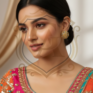 Vintage-Inspired Floral Gold Stud Earrings